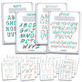 Set of posters displaying different styles of letters and numbers.